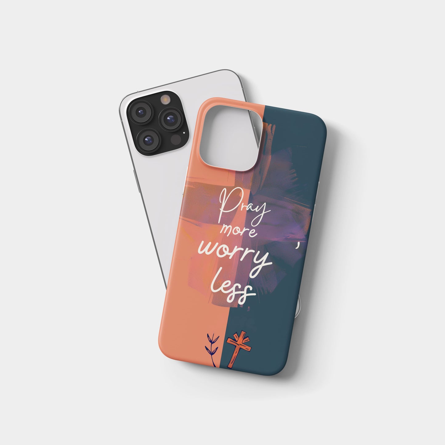 Pray More Worry Less Abstract Brush Phone Case